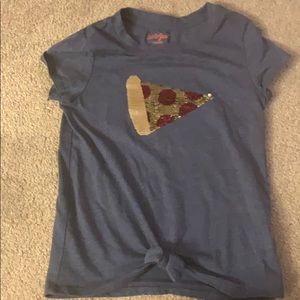 Sequins pizza tie front shirt size 6 girls